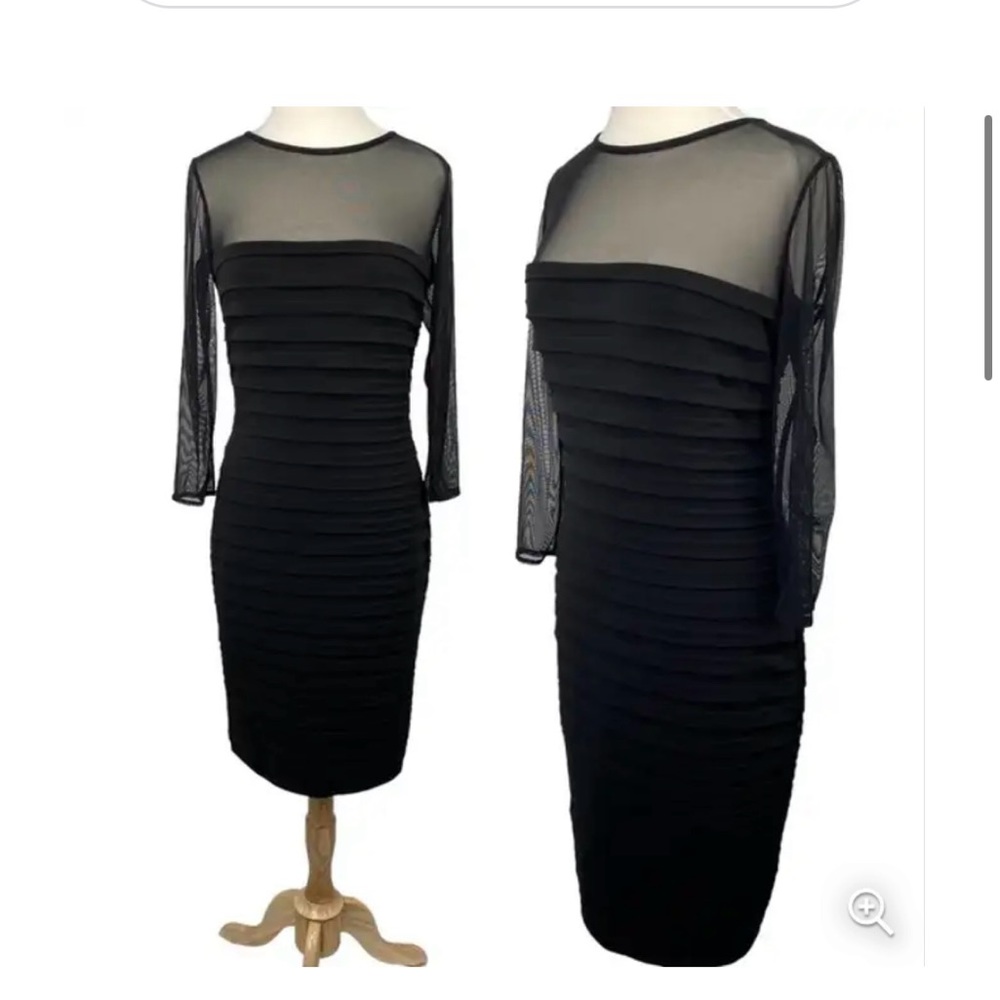 Tadashi Shoji Collection Bodycon Shutter Pleat Tiered Black Cocktail Dress - NWT